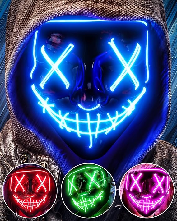 Happy Halloween LED Mask - Blue