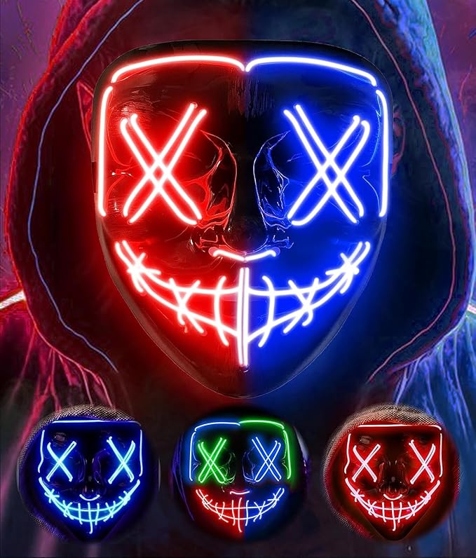 Happy Halloween LED Mask - Blue Red Mixed