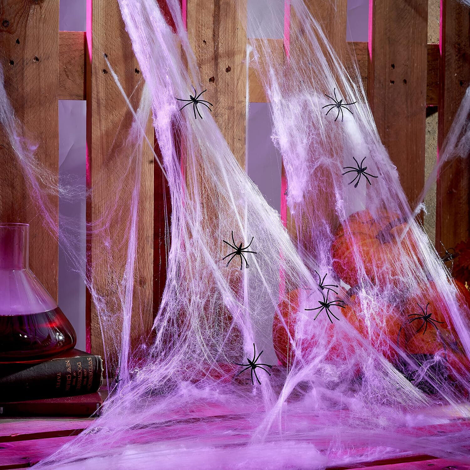 Halloween Cobwebs Outdoor Decoration with 40PCS piders - 300g