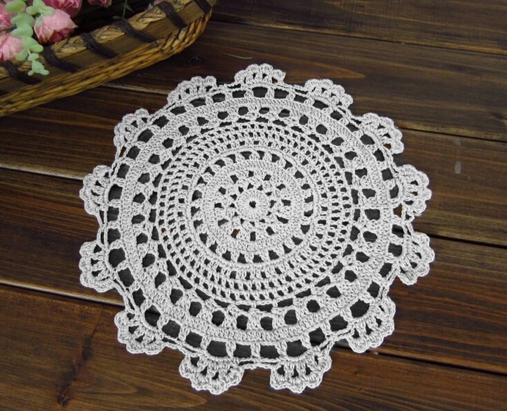 KAMAY'S Handcraft Crochet Round Cotton Lace Doilies 25CM 4PCS (White)