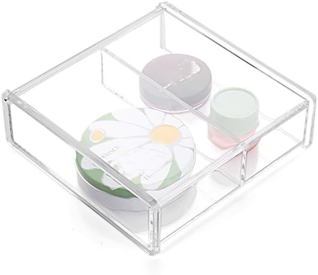 SF-1027 Kamay's Transparent Acrylic Jewelry Ring Earrings Necklace Organizer Tray 2 Grids