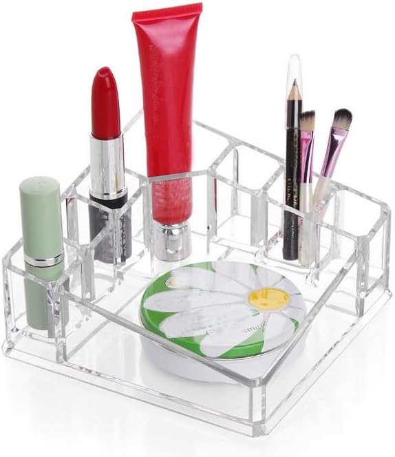 SF-1119 Kamay's 8 Compartments Square Multifunction Transparent Acrylic Desktop Cosmetic Display Stand Case For Lipstick Makeup Brush Nail polish Essential oil