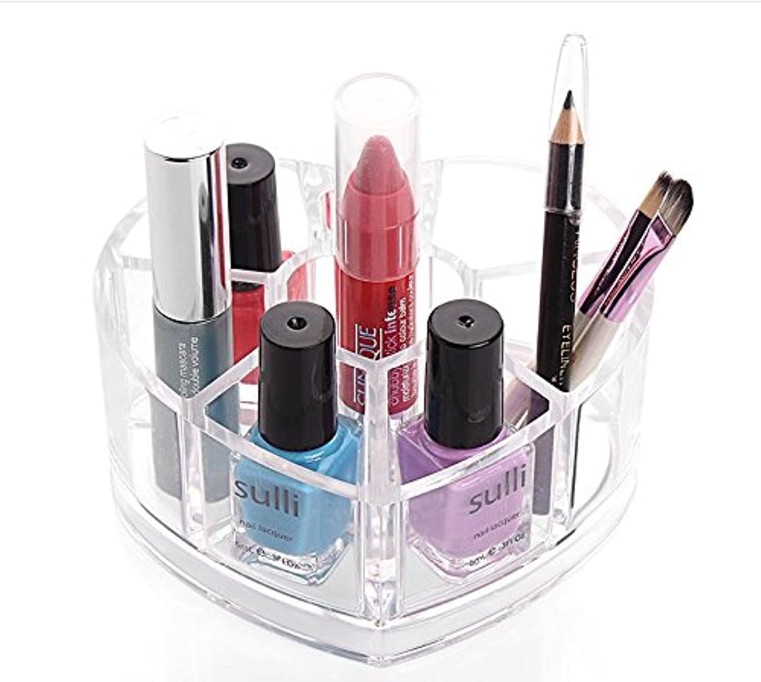 SF-1057 DJUNXYAN 8 Compartments Heart Shaped Transparent Acrylic Lipstick Makeup Brush Eyebrow Pencil Holder Cosmetic Display Stand Case