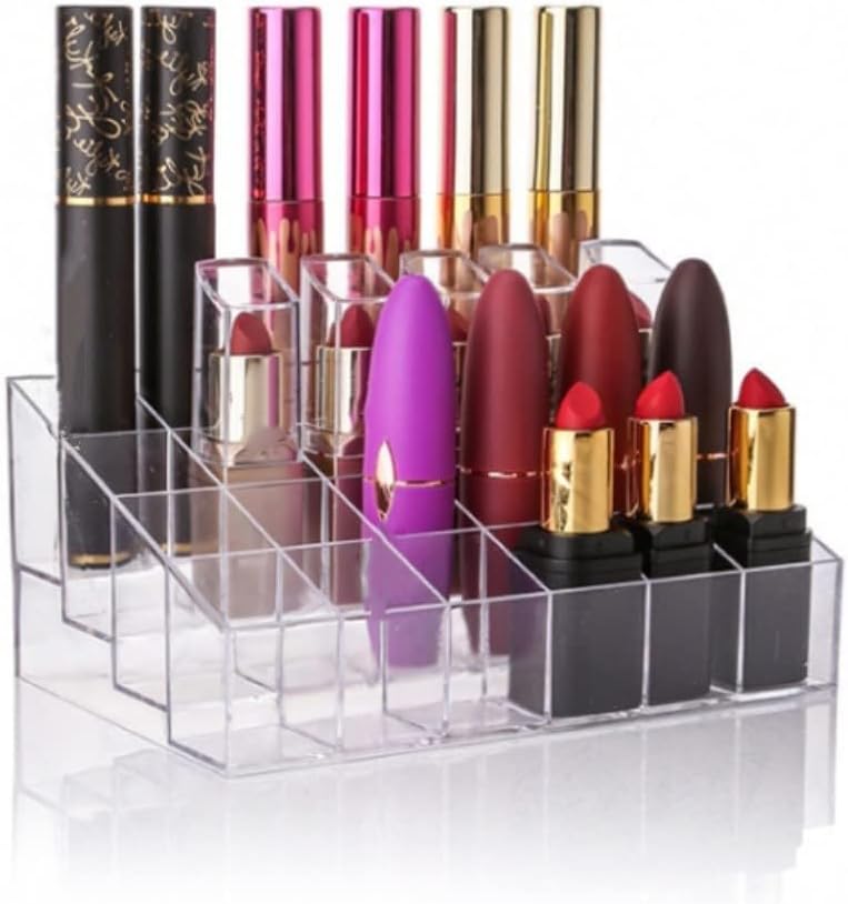 Leisial Clear Acrylic 24 Lipstick Holder Display Stand Cosmetic Display Organiser