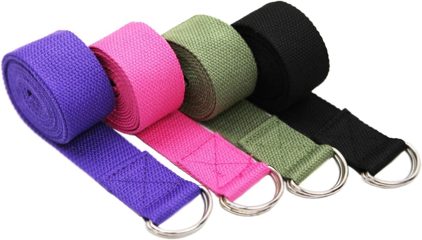 Kamay's D-ring yoga belt Yoga Exercise Tool(180cm length and 4cm width) (Rose)