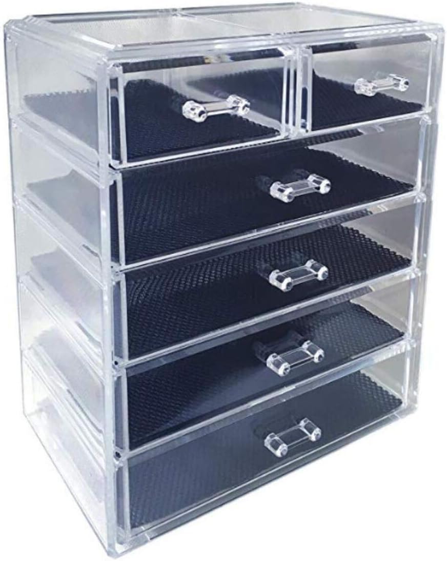 Kamay's Acrylic Make Up Storage Box Drawers Large 5 Tiers 6 Drawers Crystal Transparent Cuboid Can Be Used As Beauty & Make Up Organizer/, Cosmetic Box / Nail Polish Varnish Display Stand/ Jewellery Storage Sf-5 Tiers 6 Drawers