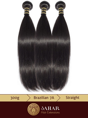 I&K 3 pcs Bundle Virgin Brazilian Hair Extensions - Straight [7A] (300g)