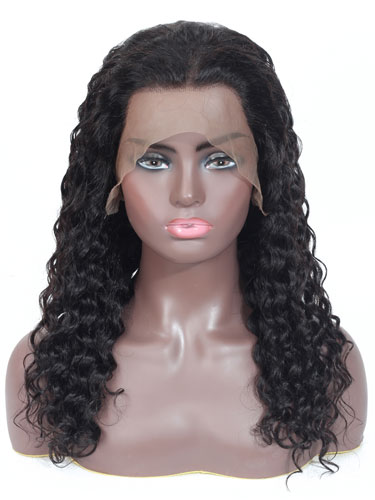 Sahar Faye Deep Wave Human Hair Full Lace Wig #1B Natural Black