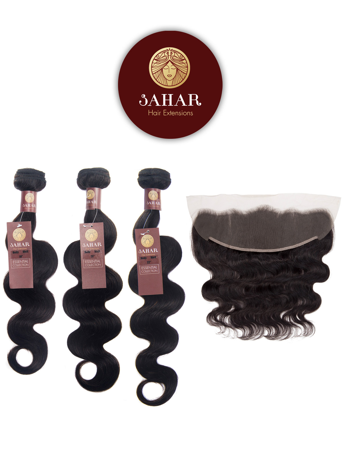 Sahar Essential Virgin Remy Human Hair Extensions Bundle 8a Natural Black Body Wave 1618